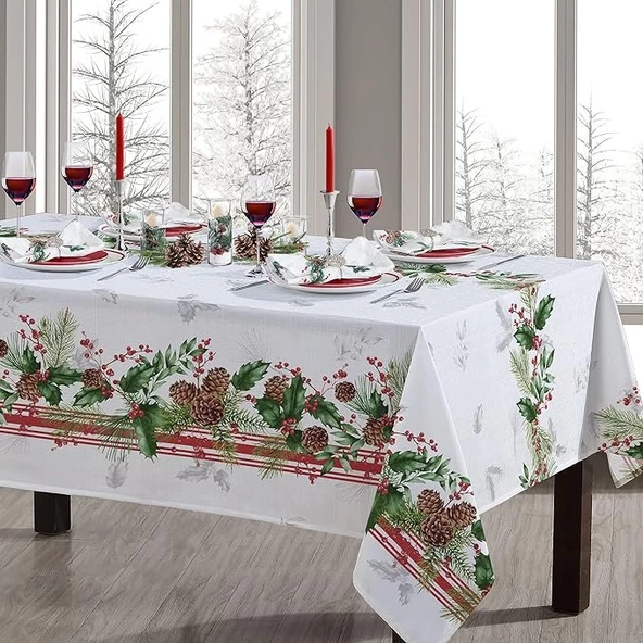 Yılbaşı, Christmas, Kış, Winter Kozalaklar Masa Örtüsü