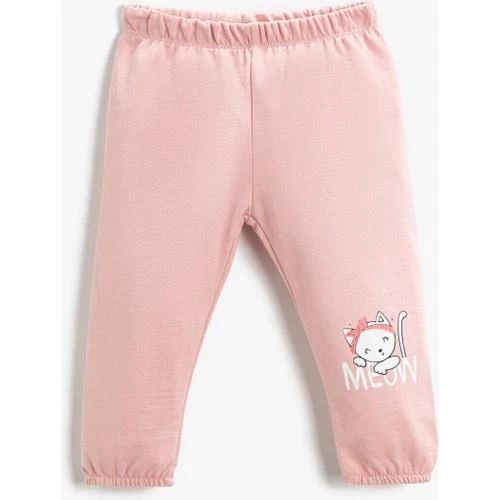 KEDI GRAFIKLI PEMBE SWEATBOTTOMS