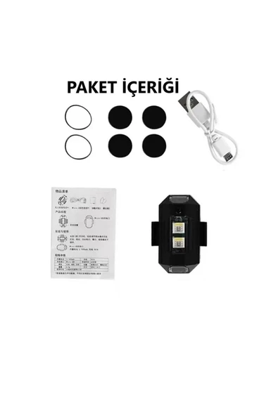 7 Renk Mini Led Şarjlı 45w Dron Scooter Bisiklet Motosiklet Araba Çakarlı Led Uyarı Işığı - 6