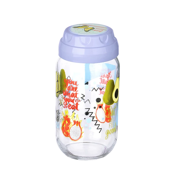 Vintage  Dekoratif  Desenli Cam Kavanoz 1000 ml - 33,8 oz - Avokado - 3