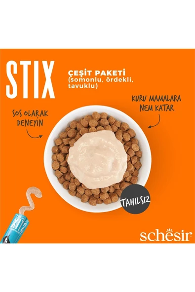 Schesir Stix 2 X Tavuk / 2 X Somonlu / 2 X Ördekli Krem Çeşit Paketi 6 X 15 G