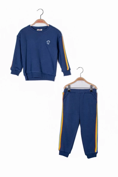 Unisex Şeritli Lacivert Eşofman Takım (5-14 Yaş) - 3