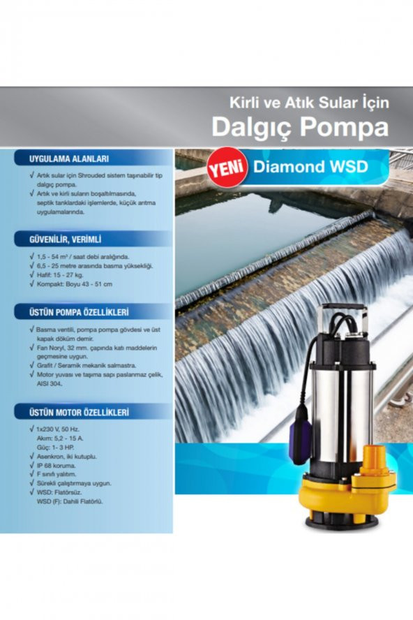 Wsd 25-17 1.5hp 220v Açık Fanlı Pis Su Dalgıç Pompa - Resim 2