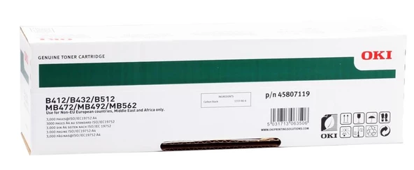 OKI 45807102 TONER - B412 B432 B512 MB472 MB492 MB562 - 3000 SAYFA
