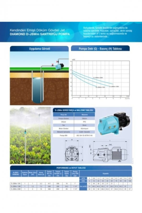 Jet D-jswm-10h 1 Hp Santrifüj Pompa - Resim 3