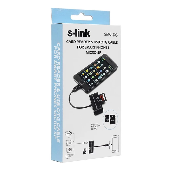 S-link SMG-423 Micro Usb to Cep Tel Kart Okuyucu + Hup Çevirici - 2