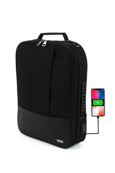 Case Club 1408 Usb Aparatlı 17 inç Omuz El Sırt Çantası Su Geçirmez Mat Destekli Omuz Askılı - 8