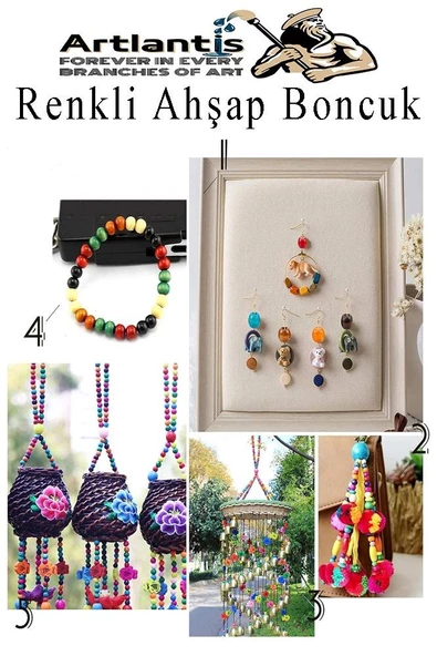 Renkli Ahşap Boncuk 10 mm 150 Adet Renkli Tahta Boncuk El İşi Okul Öncesi Kreş Anasınıfı Proje Tasarım Ödev Elişi - 4