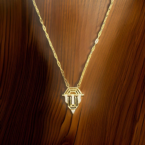 Serenay Model 316L Gold Renk Antialerjik Çelik Kadın Kolye ürün görseli 1