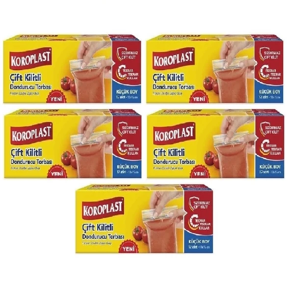 Koroplast Çift Kilitli Dondurucu Torbası Küçük Boy 10 X 15 Cm 12 Li x 5 Adet