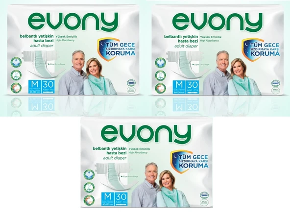 Evony Belbantlı Orta Boy M 30'lu 3 Adet Hasta Bezi - 1