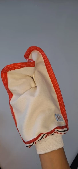 EKER-KIRMIZI BİYELİ HIZLIGİY KESE-Banyo ve Duş Kesesi-Lastikli Kese-Doğal Özel Dokuma-Standart Kese - 3