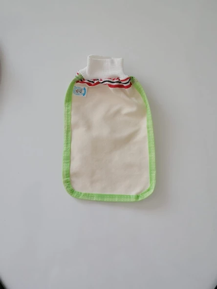 EKER-YEŞİL BİYELİ HIZLIGİY KESE-Banyo ve Duş Kesesi-Lastikli Kese-Doğal Özel Dokuma-Standart Kese - 7