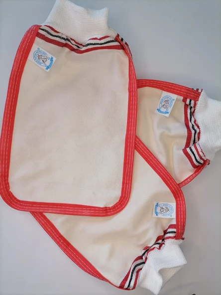 EKER-KIRMIZI BİYELİ HIZLIGİY KESE-Banyo ve Duş Kesesi-Lastikli Kese-Doğal Özel Dokuma-Standart Kese - 9