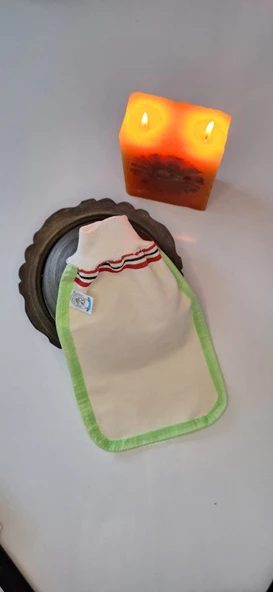 EKER-YEŞİL BİYELİ HIZLIGİY KESE-Banyo ve Duş Kesesi-Lastikli Kese-Doğal Özel Dokuma-Standart Kese - 5