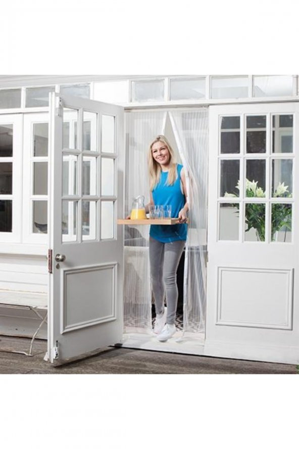 OMAK Mıknatıslı Kapı Sinekliği Balkon Bahçe Kapısı Sinek Böcek Önleyici Tül Perde Sineklik 2 Parça - 3