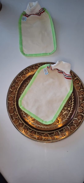 EKER-YEŞİL BİYELİ HIZLIGİY KESE-Banyo ve Duş Kesesi-Lastikli Kese-Doğal Özel Dokuma-Standart Kese - 3