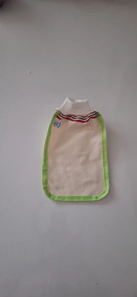 EKER-YEŞİL BİYELİ HIZLIGİY KESE-Banyo ve Duş Kesesi-Lastikli Kese-Doğal Özel Dokuma-Standart Kese - 4