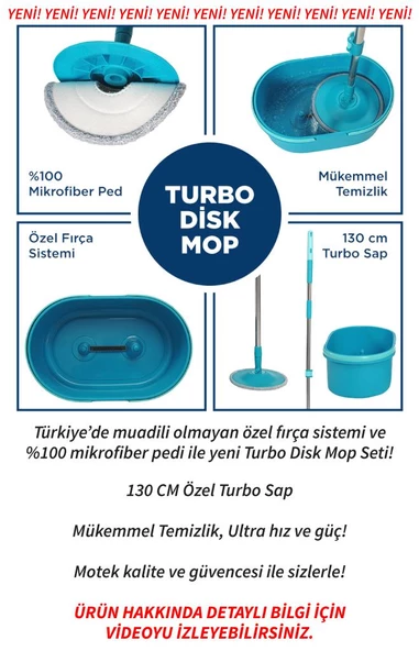 Motek Yeni Nesil Pratik Turbo Disk Mop Temizlik Seti - 8