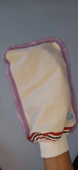 EKER-MOR BİYELİ HIZLIGİY KESE-Banyo ve Duş Kesesi-Lastikli Kese-Doğal Özel Dokuma-Standart Kese - 3