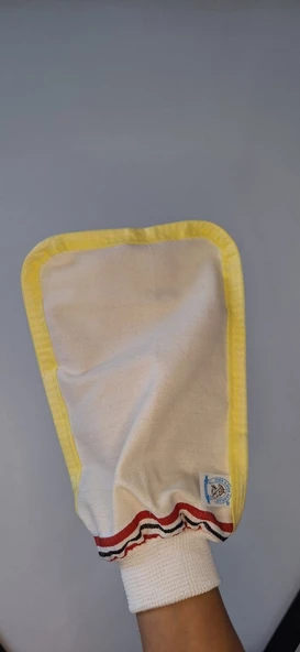 EKER-SARI BİYELİ HIZLIGİY KESE-Banyo ve Duş Kesesi-Lastikli Kese-Doğal Özel Dokuma-Standart Kese - 3