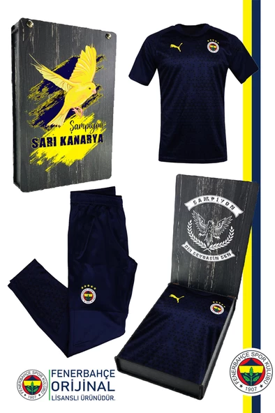 Fenerbahçe Orijinal A Takım Futbolcu Lacivert Antrenman Çocuk T-Shirt + Eşofman Alt Set