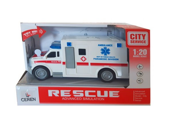 Ctoy Işıklı Ve Sesli Sürtmeli Ambulans 1:20 WY670A ürün görseli 1