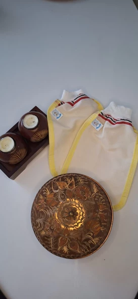 EKER-SARI BİYELİ HIZLIGİY KESE-Banyo ve Duş Kesesi-Lastikli Kese-Doğal Özel Dokuma-Standart Kese - 7