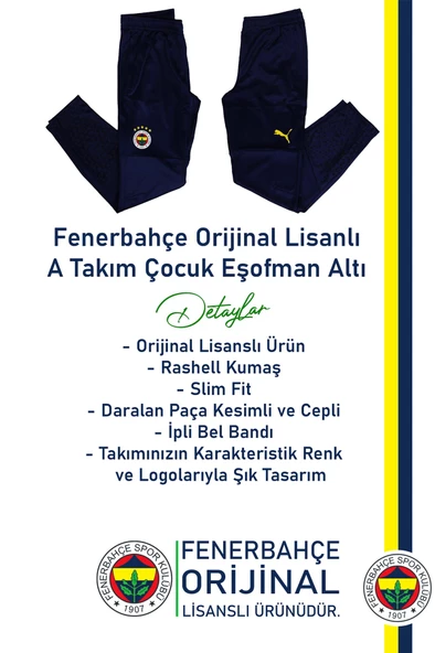 Fenerbahçe Orijinal A Takım Futbolcu Lacivert Antrenman Çocuk T-Shirt + Eşofman Alt Set - 4