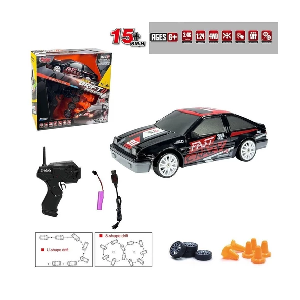 HB-SC24A07-09-10-11 Kumandalı Full Fonksiyon 2.4G Şarjlı 1:24 Drift Araba -Vardem - 4