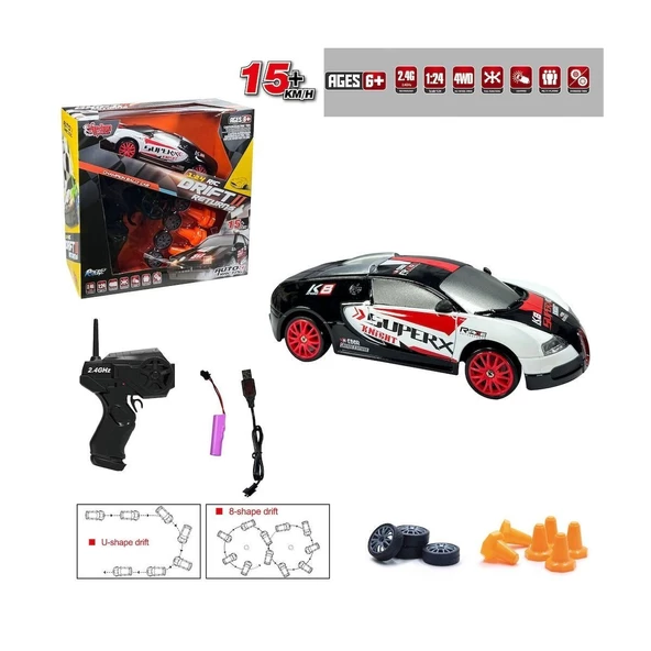 HB-SC24A07-09-10-11 Kumandalı Full Fonksiyon 2.4G Şarjlı 1:24 Drift Araba -Vardem - 7