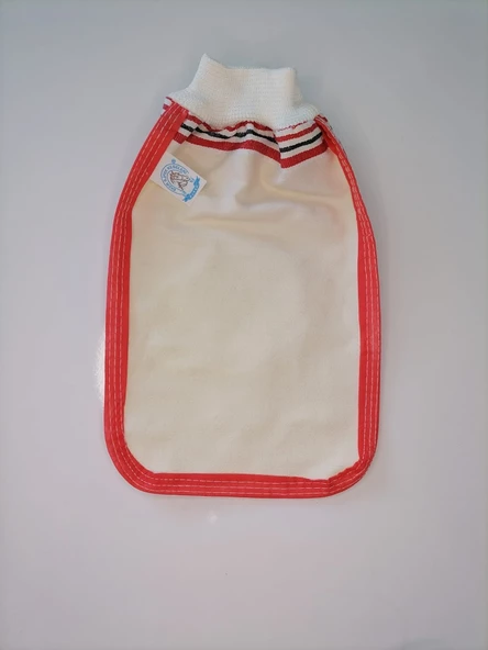 EKER-KIRMIZI BİYELİ HIZLIGİY KESE SETİ-2 ADET KESE-Lastikli Kese-Banyo ve Duş Kesesi-Standart Kese - 9