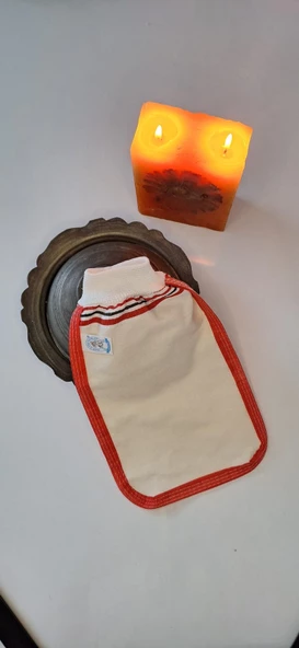 EKER-KIRMIZI BİYELİ HIZLIGİY KESE SETİ-2 ADET KESE-Lastikli Kese-Banyo ve Duş Kesesi-Standart Kese - 8