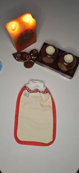 EKER-KIRMIZI BİYELİ HIZLIGİY KESE SETİ-2 ADET KESE-Lastikli Kese-Banyo ve Duş Kesesi-Standart Kese - 6