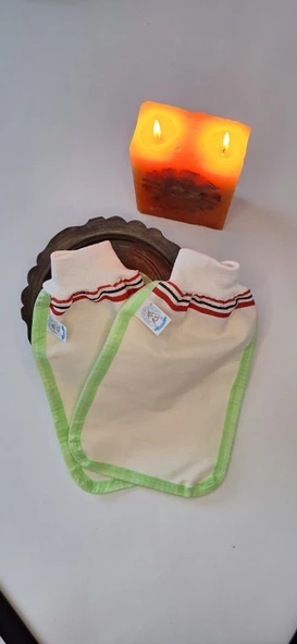 EKER-YEŞİL BİYELİ HIZLIGİY KESE SETİ-2 ADET KESE-LASTİKLİ KESE- BANYO VE DUŞ KESESİ-STANDART KESE - 9