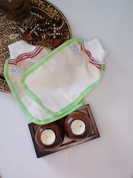 EKER-YEŞİL BİYELİ HIZLIGİY KESE SETİ-2 ADET KESE-LASTİKLİ KESE- BANYO VE DUŞ KESESİ-STANDART KESE - 11