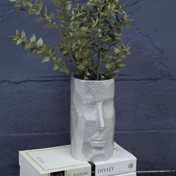 Selim Dekor Poseidon Küçük Surat Vazo Gümüş ürün görseli