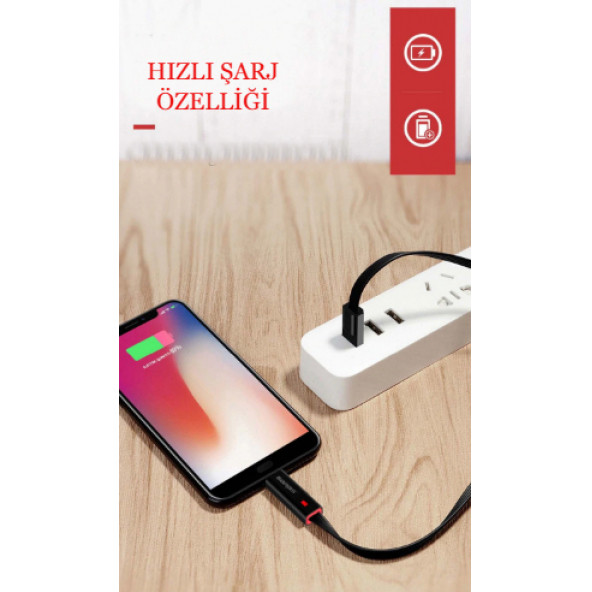 Ecuy Iphone şarj kablosu Kesilip Tekrar Kullanılabilen Hızlı Şarj  Apple Şarj Kablosu 1.5 metre Kırmızı Renk - 4