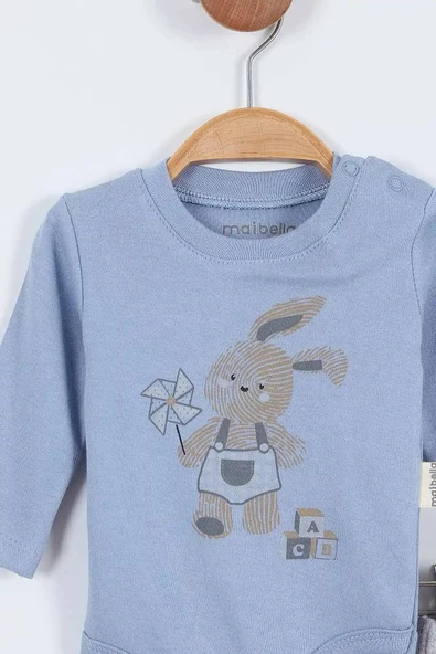 Tavşan Desenli Erkek Bebek Hastane Çıkışı Bebek Kıyafetleri Yenidoğan Hastane Çıkış Seti 4 Müslin - 5