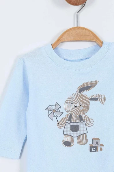 Tavşan Desenli Erkek Bebek Hastane Çıkışı Bebek Kıyafetleri Yenidoğan Hastane Çıkış Seti 4 Müslin - 11