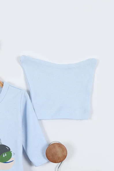 Ayı Desenli Müslin Erkek Bebek Hastane Çıkışı Bebek Kıyafetleri Yenidoğan Hastane Çıkış Seti 4'lü - 12