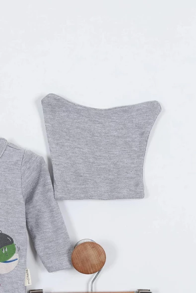 Ayı Desenli Müslin Erkek Bebek Hastane Çıkışı Bebek Kıyafetleri Yenidoğan Hastane Çıkış Seti 4'lü - 6