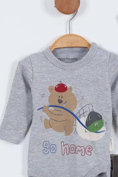 Ayı Desenli Müslin Erkek Bebek Hastane Çıkışı Bebek Kıyafetleri Yenidoğan Hastane Çıkış Seti 4'lü - 8