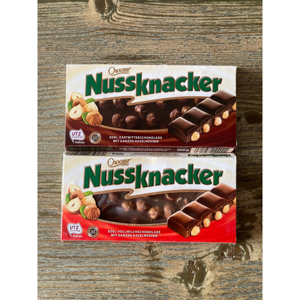 2 Adet CHOCEUR NUSSKNACKER Sütlü Fındıklı 100gr ALMAN ÇİKOLATASI