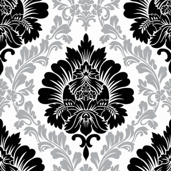 New Art 1056-A Siyah Gümüş Damask Desen Duvar Kağıdı - 2
