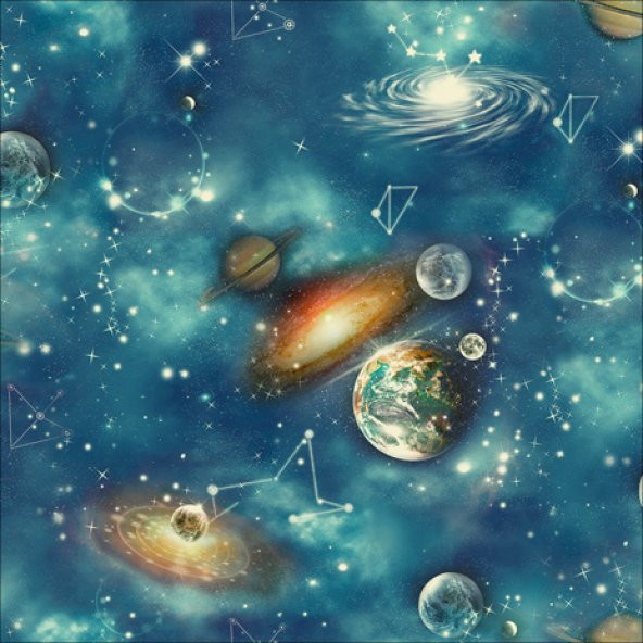 New Art 1009-A Gezegenler Görünümlü Duvar Kağıdı