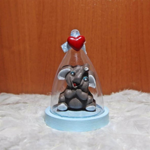 Fil Peluş Oyuncak 30 Cm Gri Fil Fanus Biblo Kupa Hediye Seti - 3