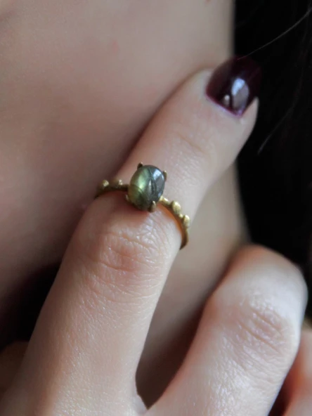 Minimal Doğal Taş Labradorit Doğal Taşlı Otantik Minimal Ayarlanabilir Yüzük euy5lbt - Resim 3