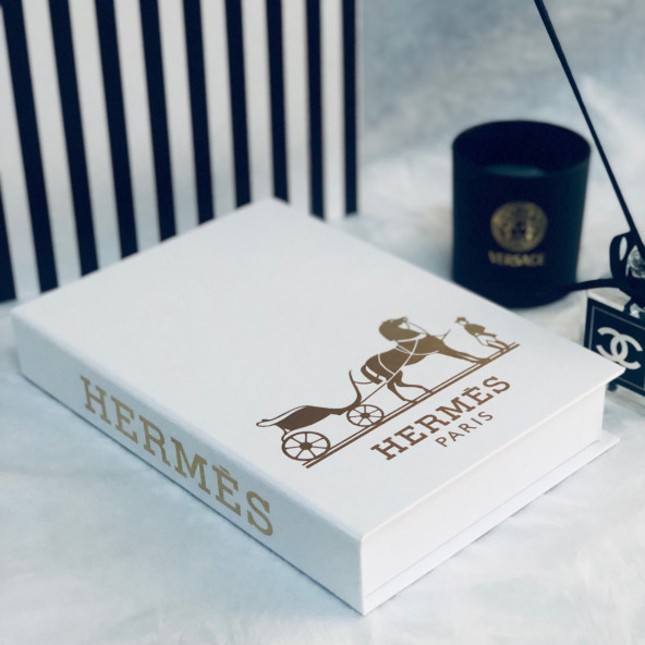 HERMES OPENABLE DECORATIVE BOOK BOX WHITE