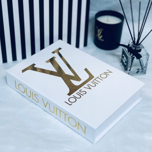 LOUIS VUITTON OPENABLE DECORATIVE BOOK BOX WHITE & GOLD - 2